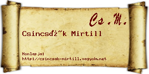 Csincsák Mirtill névjegykártya